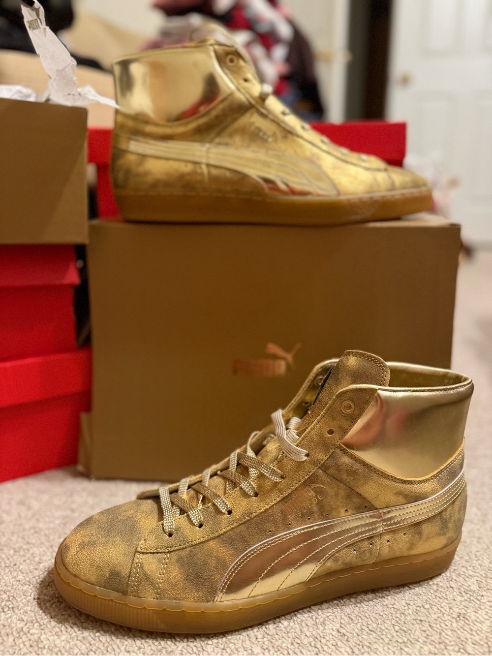Puma Suede Mid Gold Pack Metallic Gold High-Top Sneakers